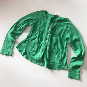 Mini Boden green cotton cardigan sz 7-8 girl